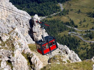 Lagazuoi cablecar Alta Via 1 Italian Dolomites trekMountains © Charles Masters