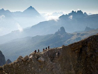 Ridge to Lagazuoi tunnels Alta Via 1 Dolomites Italy trekMountains (c) Charles Masters