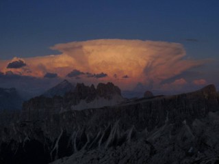 Storm clouds over Rifugio Nuvolau Alta Via 1 Dolomites Italy © Ann Foulkes trekMountains